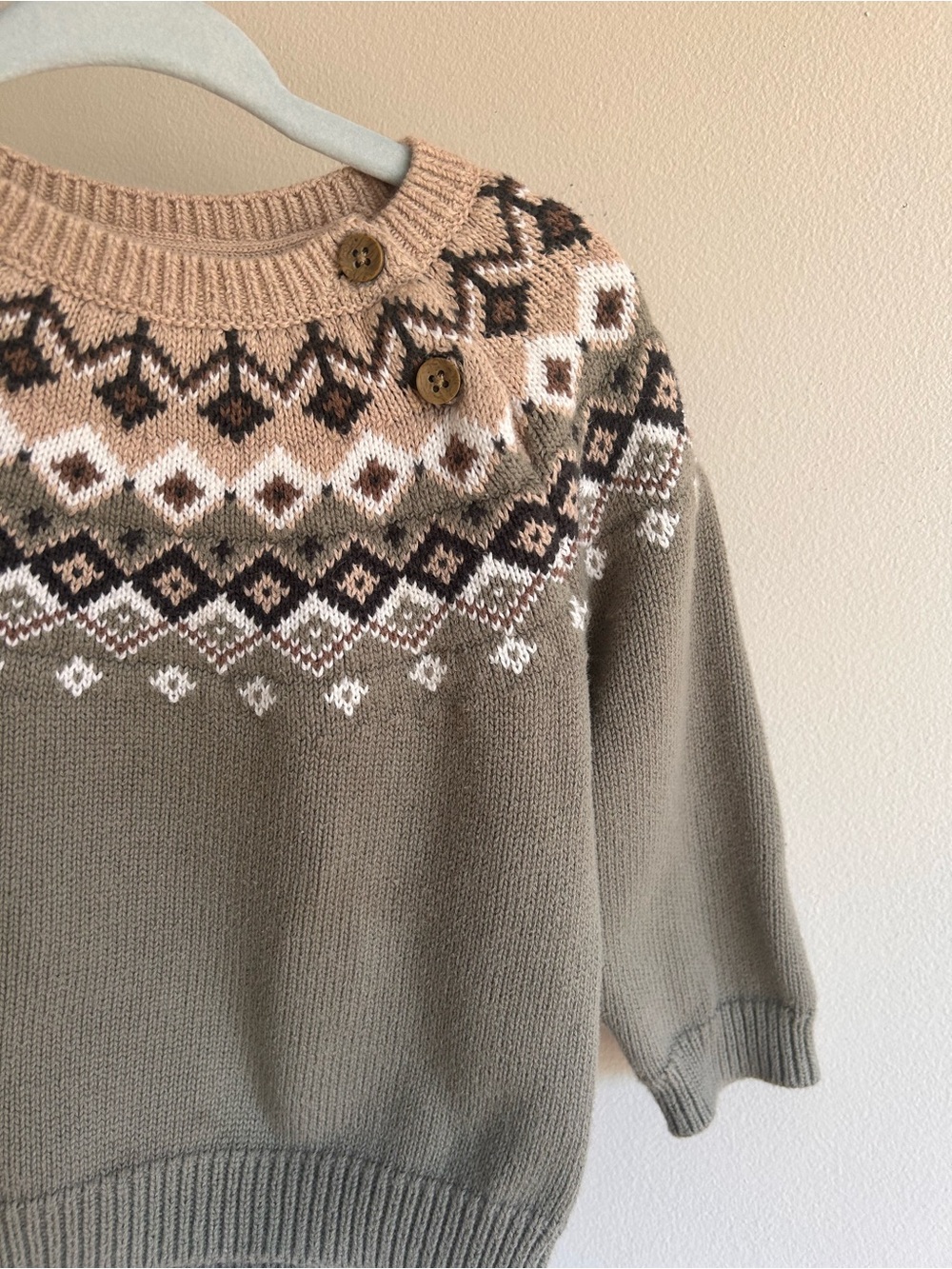 Cozy Olive Knit Button-Shoulder Sweater - Toddler